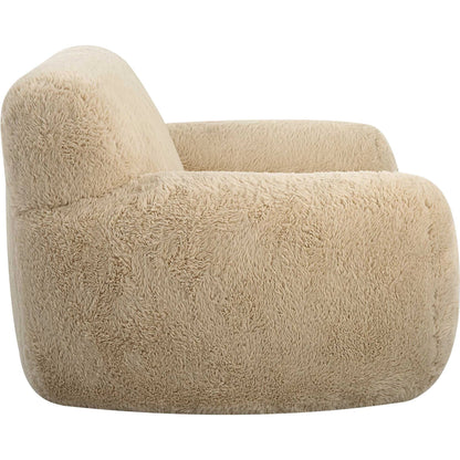 Abide Sheepskin Accent Chair by Uttermost in caramel. Made from fabric, foam, plywood, oak in a modern style.