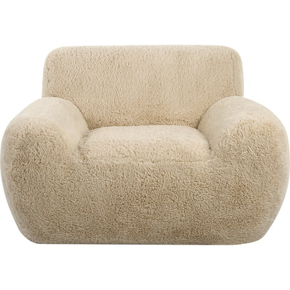 Abide Sheepskin Accent Chair by Uttermost in caramel. Made from fabric, foam, plywood, oak in a modern style.