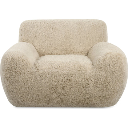 Abide Sheepskin Accent Chair by Uttermost in caramel. Made from fabric, foam, plywood, oak in a modern style.