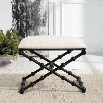Drops Bench by Uttermost in iron. Made from iron, mdf, polyester, foam in a modern style.