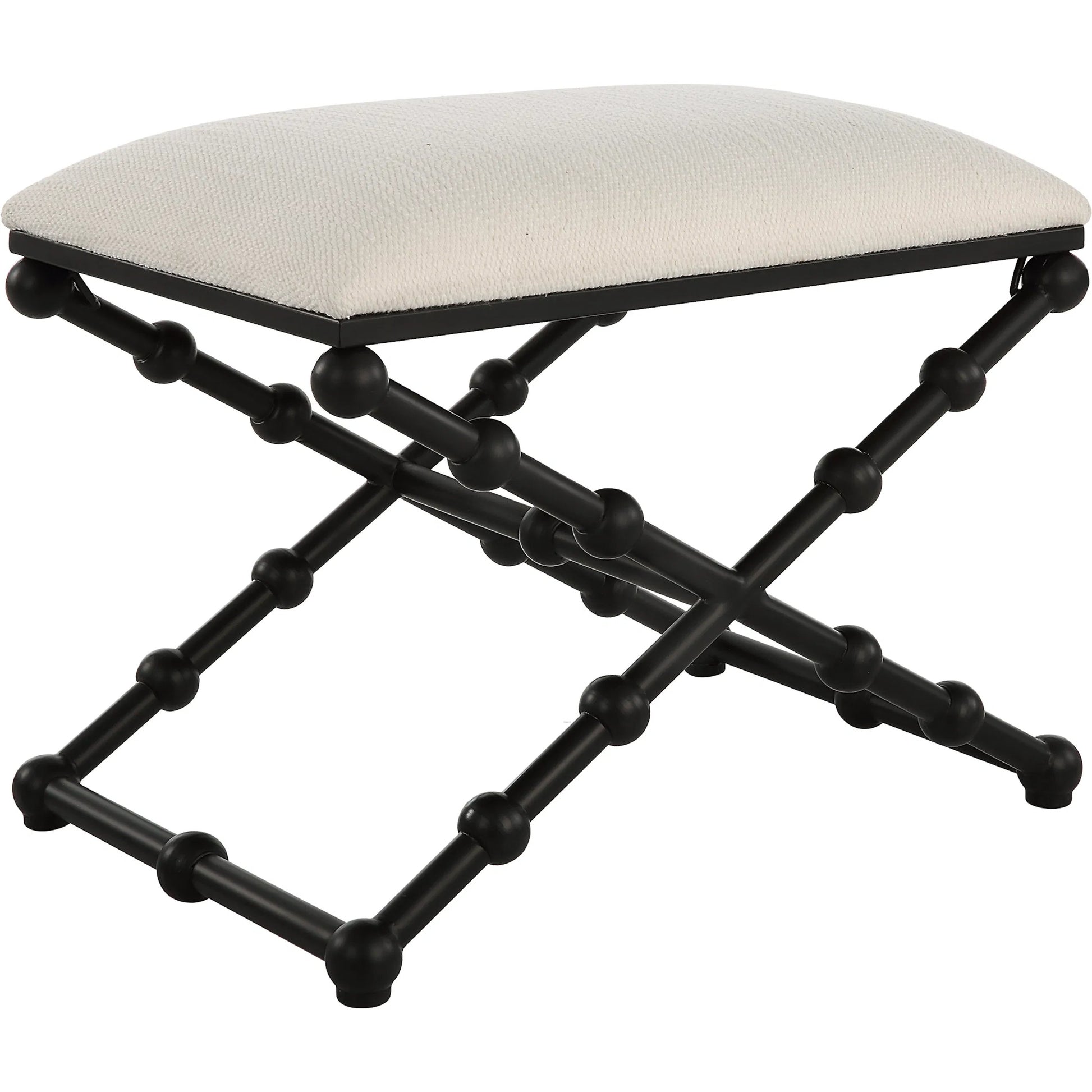 Drops Bench by Uttermost in iron. Made from iron, mdf, polyester, foam in a modern style.