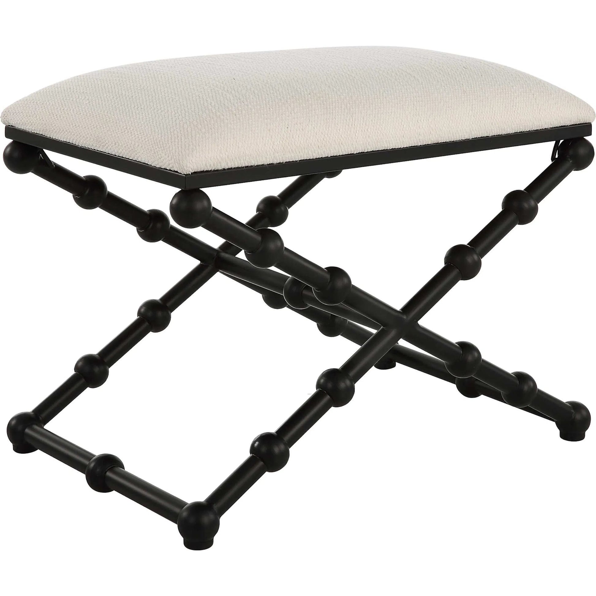 Drops Bench by Uttermost in iron. Made from iron, mdf, polyester, foam in a modern style.