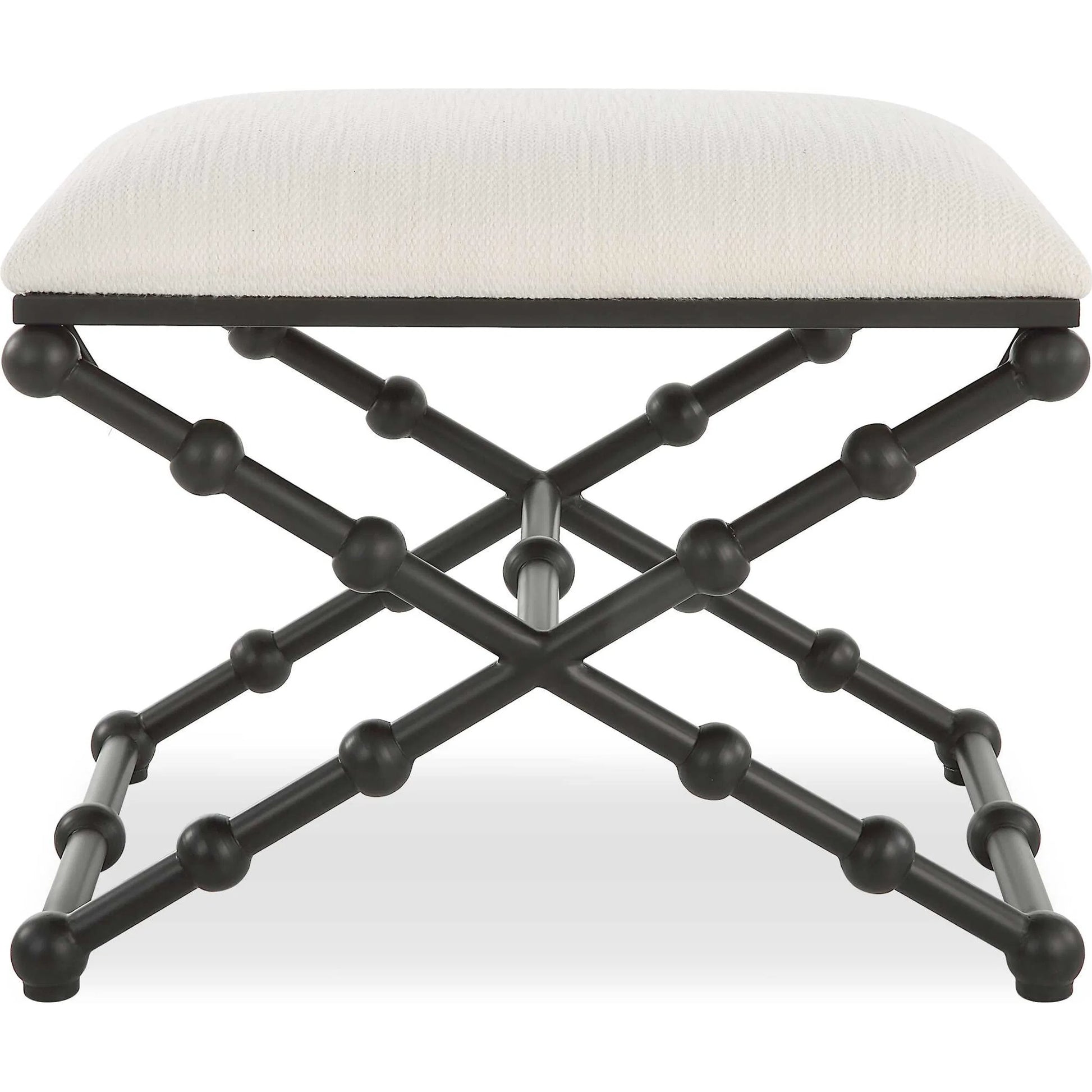 Drops Bench by Uttermost in iron. Made from iron, mdf, polyester, foam in a modern style.