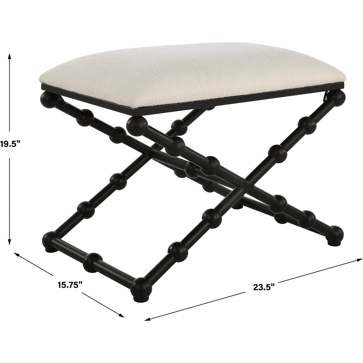 004 SI-2262248 | Lifestyle | Drops Bench by Uttermost in iron. Made from iron, mdf, polyester, foam in a modern style.