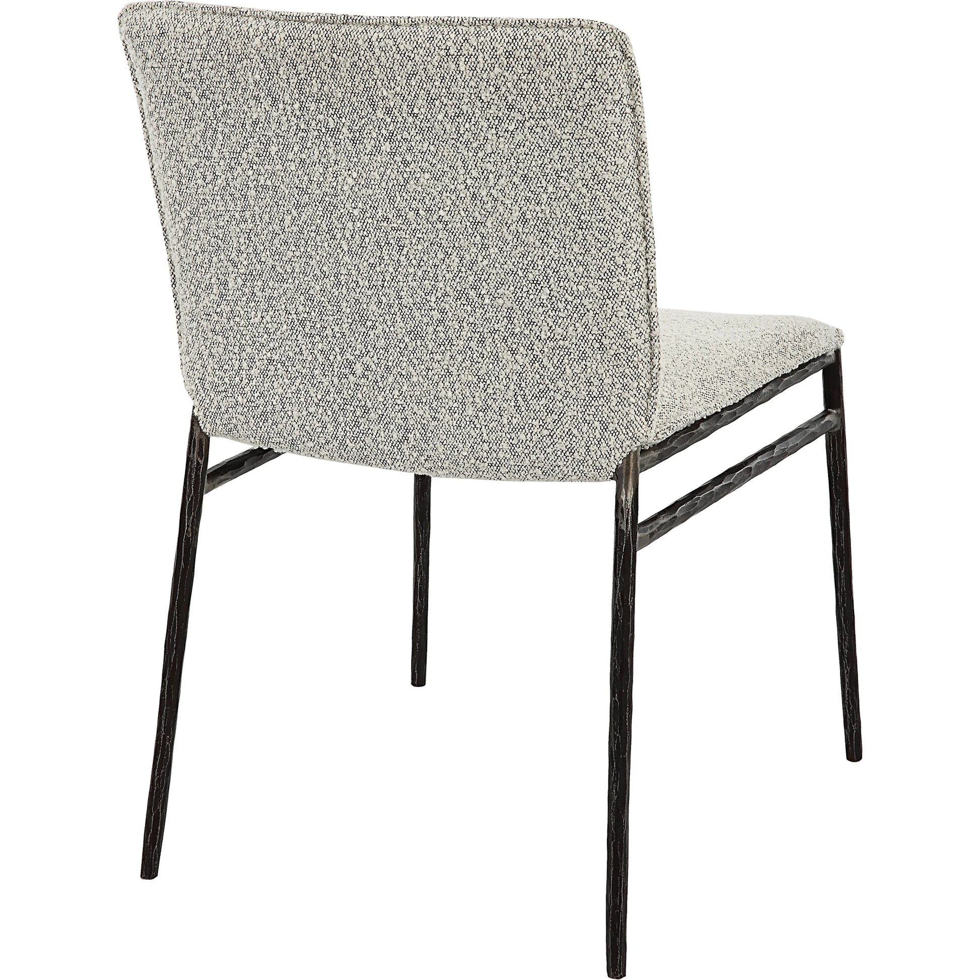 Jacobsen Dining Chair by Uttermost in ivory, warm gray and aged black. Made from iron, fabric, foam, plywood in a modern style.