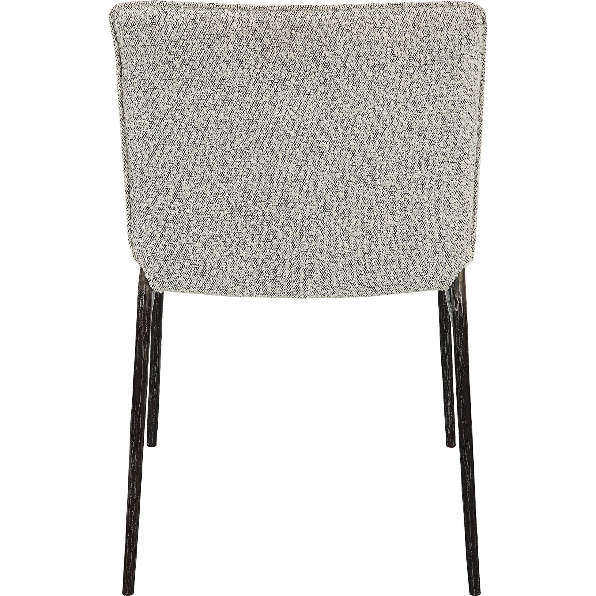 Jacobsen Dining Chair by Uttermost in ivory, warm gray and aged black. Made from iron, fabric, foam, plywood in a modern style.
