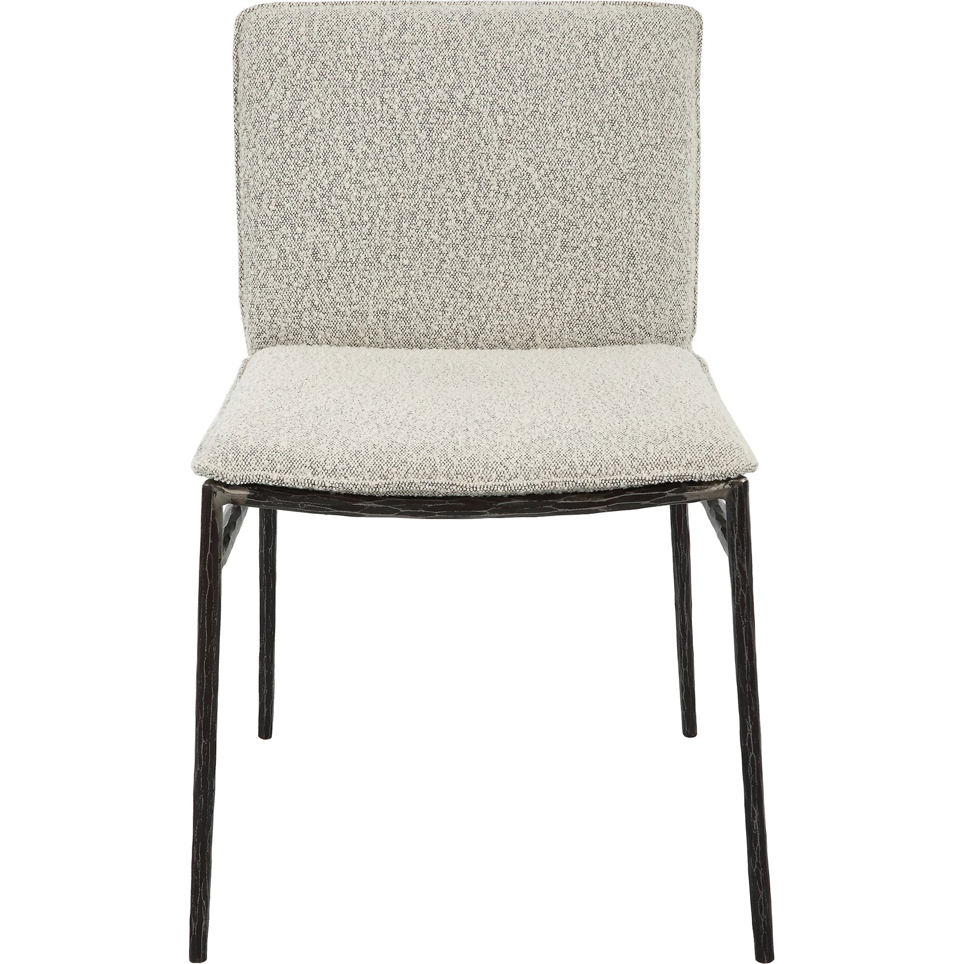 Jacobsen Dining Chair by Uttermost in ivory, warm gray and aged black. Made from iron, fabric, foam, plywood in a modern style.