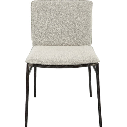 Jacobsen Dining Chair by Uttermost in ivory, warm gray and aged black. Made from iron, fabric, foam, plywood in a modern style.