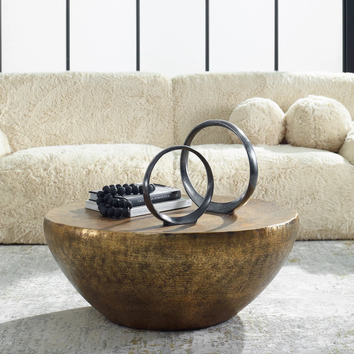 005 SI-2262230 | Lifestyle | Gilded Dome Coffee Table by Uttermost in gold. Made from aluminum in a unique style.
