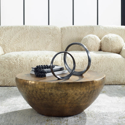 Gilded Dome Coffee Table by Uttermost in gold. Made from aluminum in a unique style.