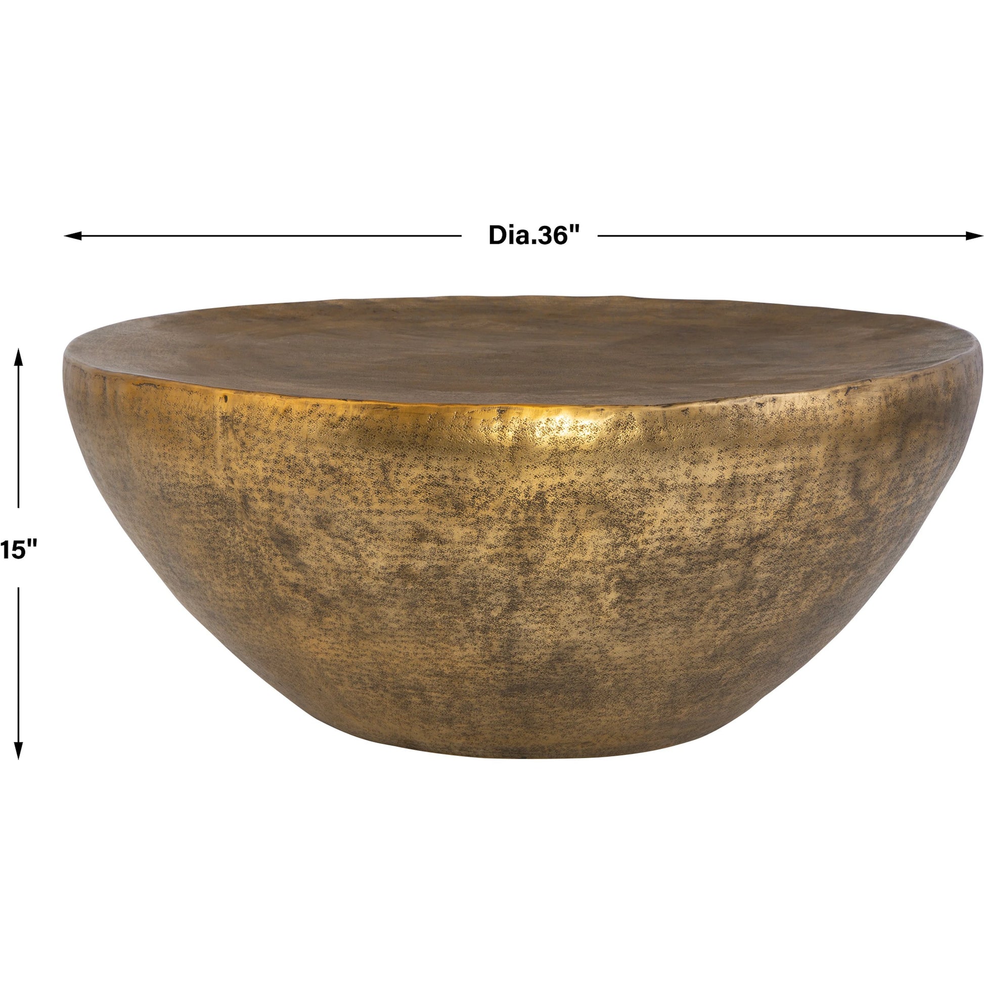 Gilded Dome Coffee Table by Uttermost in gold. Made from aluminum in a unique style.