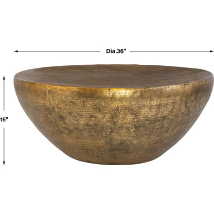 Gilded Dome Coffee Table by Uttermost in gold. Made from aluminum in a unique style.