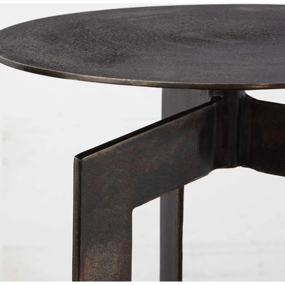 Deltoid Gunmetal Accent Table by Uttermost in bronze. Made from aluminum in a modern style.