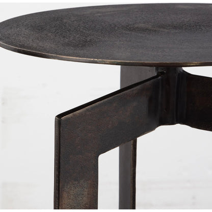 Deltoid Gunmetal Accent Table by Uttermost in bronze. Made from aluminum in a unique style.