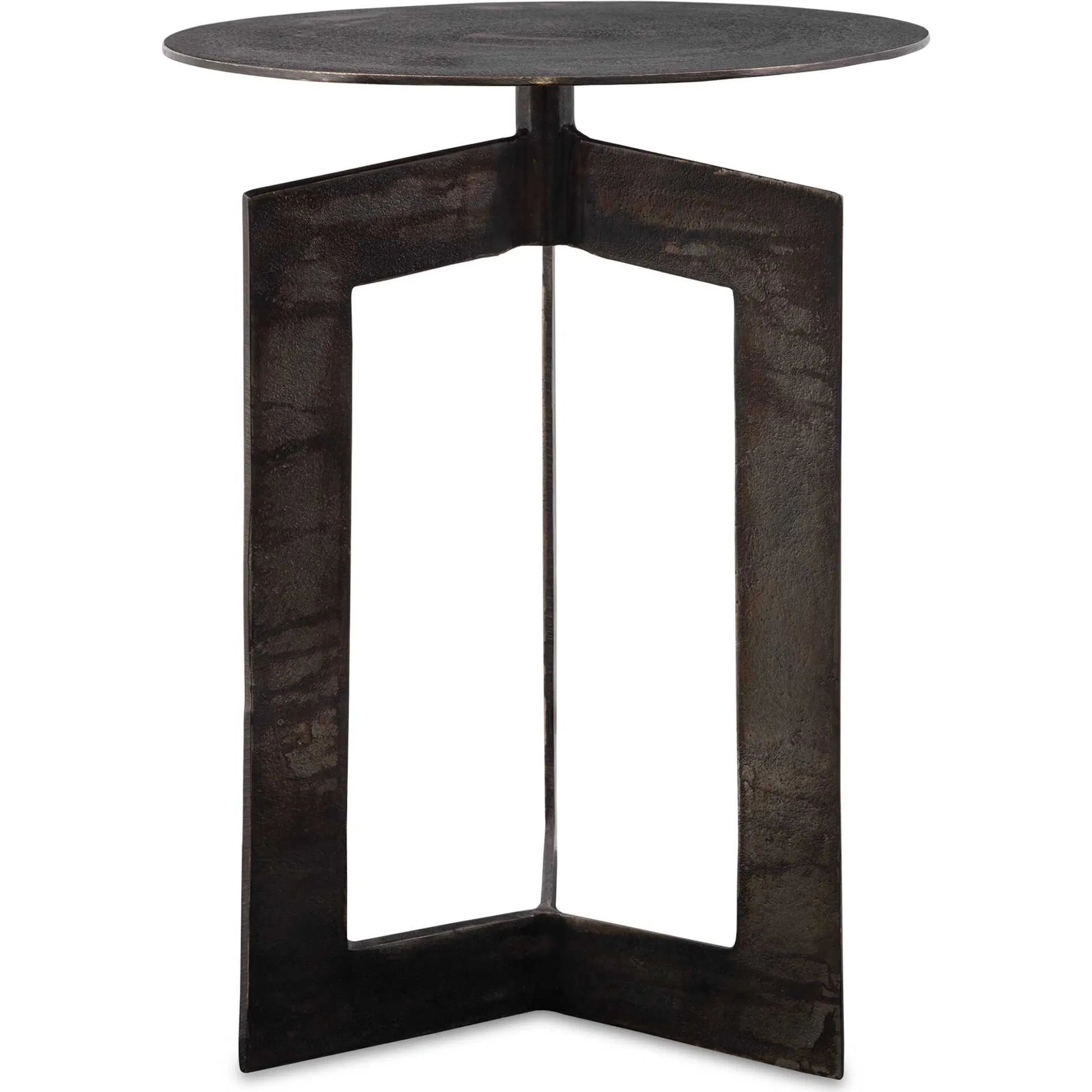 Deltoid Gunmetal Accent Table by Uttermost in bronze. Made from aluminum in a modern style.