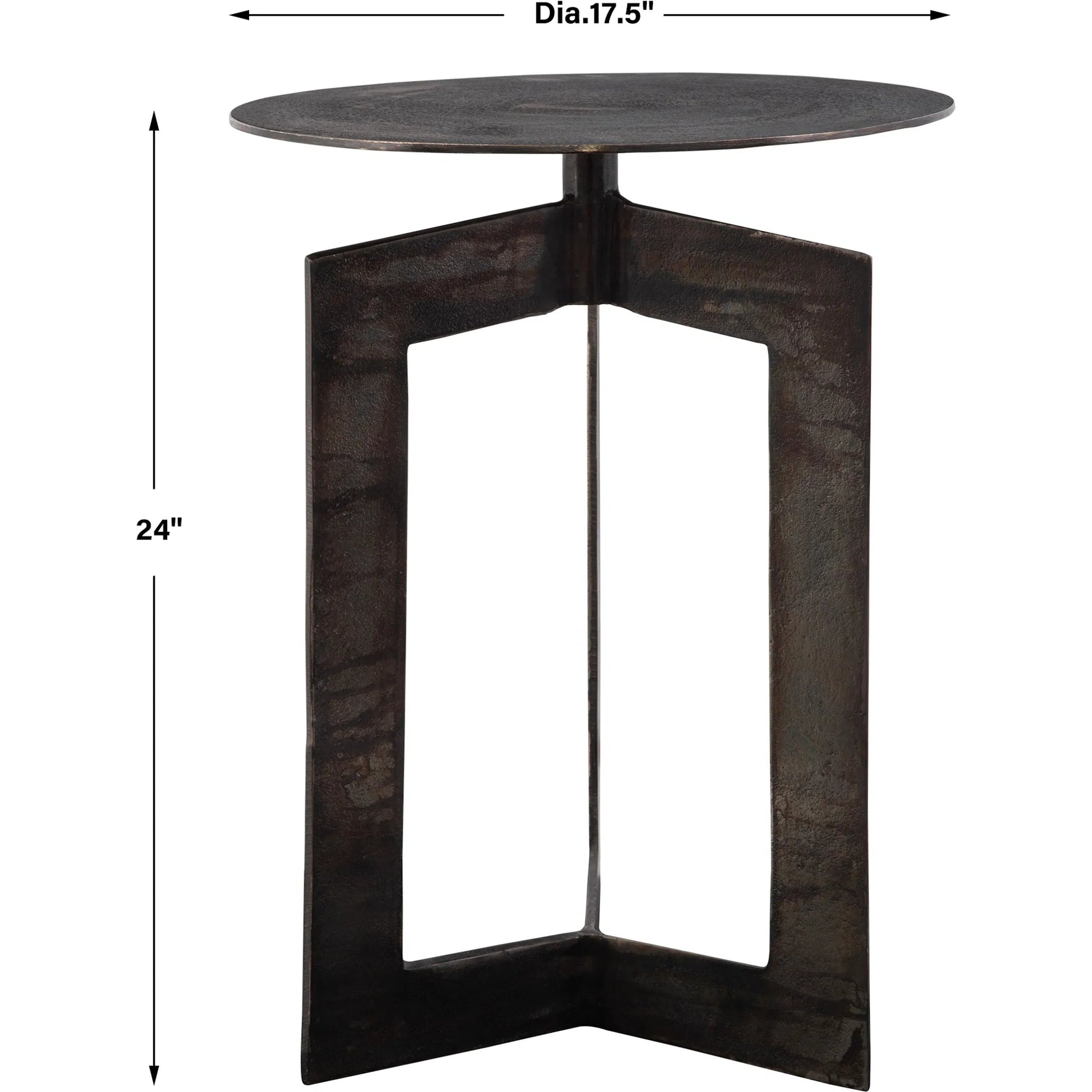 Deltoid Gunmetal Accent Table by Uttermost in bronze. Made from aluminum in a unique style.