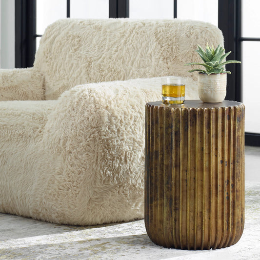 Peaks and Valleys Accent Table by Uttermost in gold. Made from aluminum in a unique style.