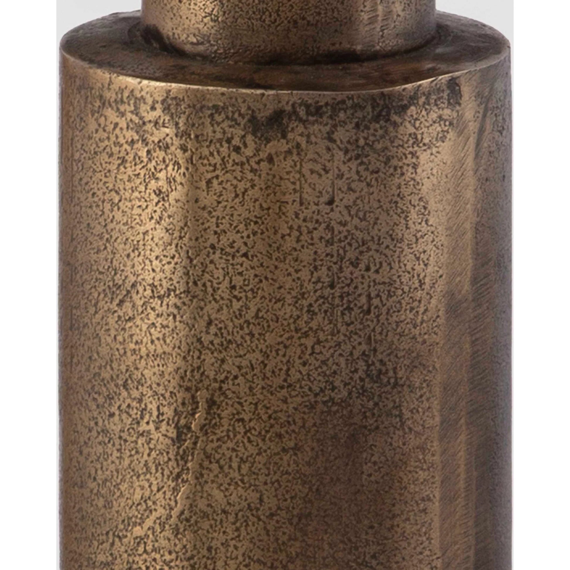 Descend Accent Table by Uttermost in gold. Made from aluminum in a modern style.