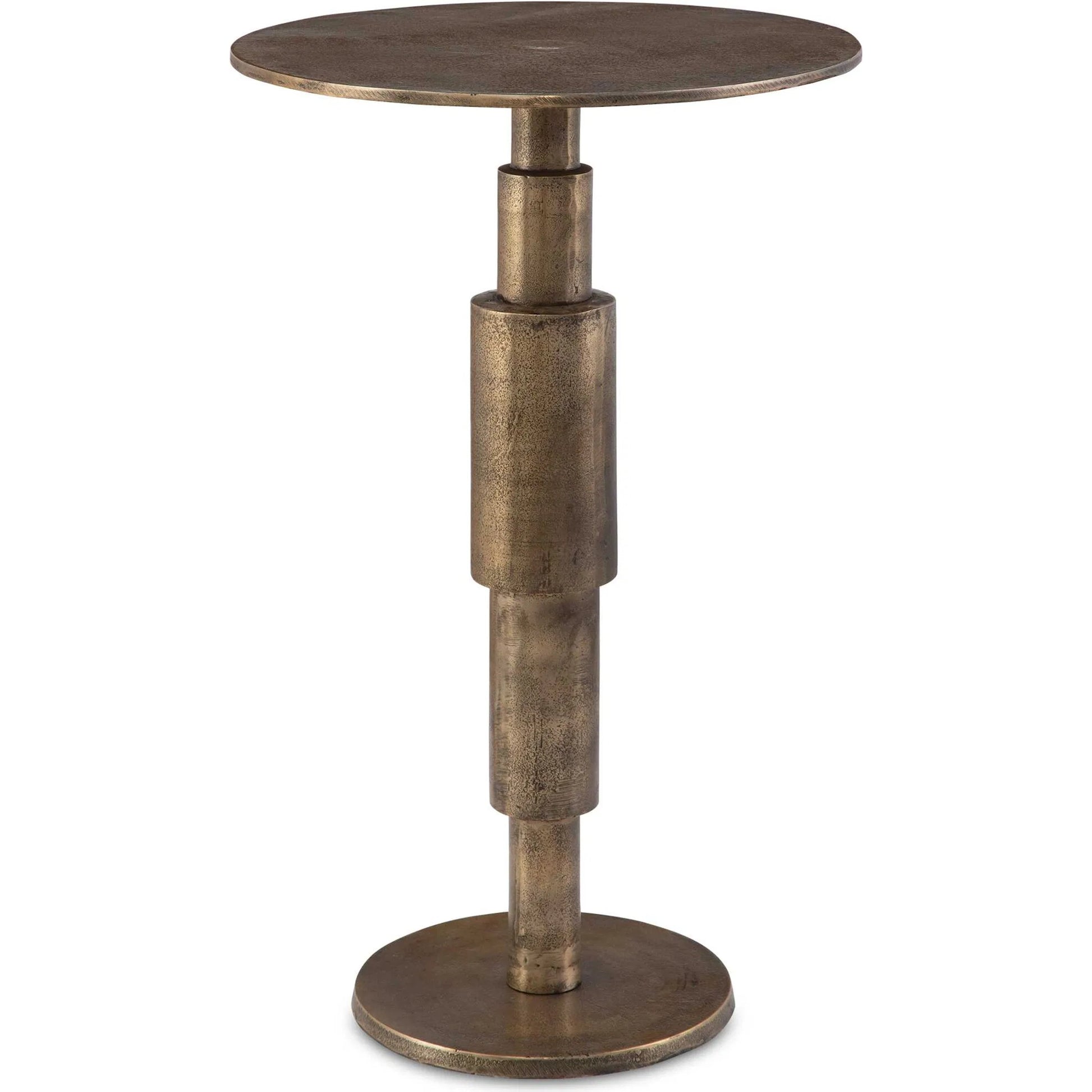 Descend Accent Table by Uttermost in gold. Made from aluminum in a modern style.