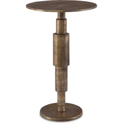 Descend Accent Table by Uttermost in gold. Made from aluminum in a modern style.