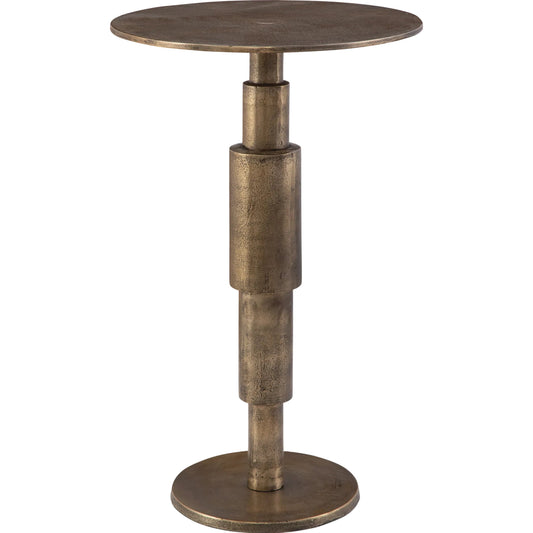 Descend Accent Table by Uttermost in gold. Made from aluminum in a unique style.