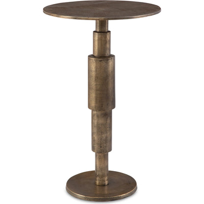 Descend Accent Table by Uttermost in gold. Made from aluminum in a modern style.