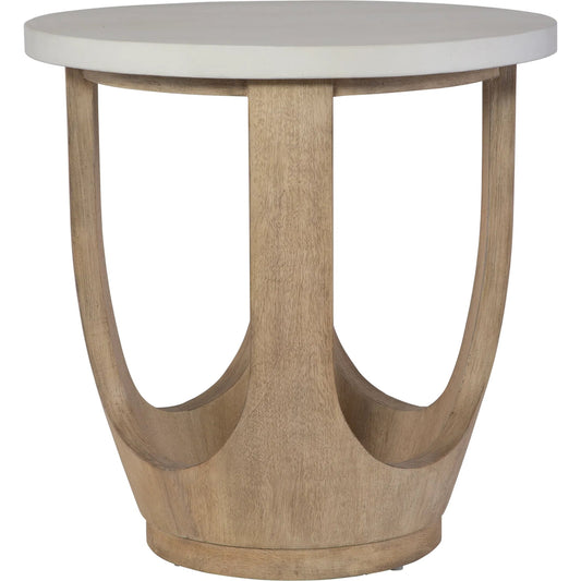 Tatli Top Side Table by Uttermost in ivory. Made from bentwood with limestone resin, plywood in a unique style.