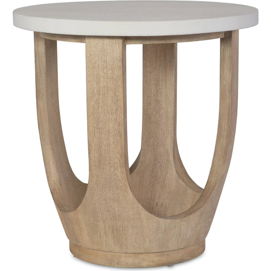 Tatli Top Side Table by Uttermost in ivory. Made from bentwood with limestone resin, plywood in a transitional style.