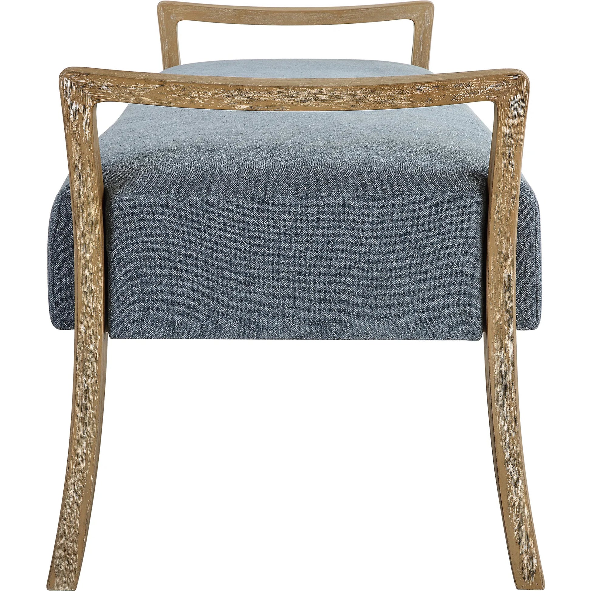 Daylight Sky Bench by Uttermost in blue. Made from rubber wood, plywood, fabric, foam in a unique style.