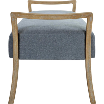 Daylight Sky Bench by Uttermost in blue. Made from rubber wood, plywood, fabric, foam in a unique style.