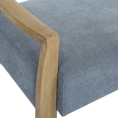Daylight Sky Bench by Uttermost in blue. Made from rubber wood, plywood, fabric, foam in a unique style.