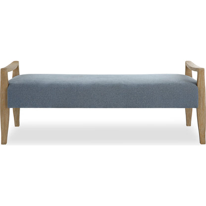 Daylight Sky Bench by Uttermost in blue. Made from rubber wood, plywood, fabric, foam in a unique style.