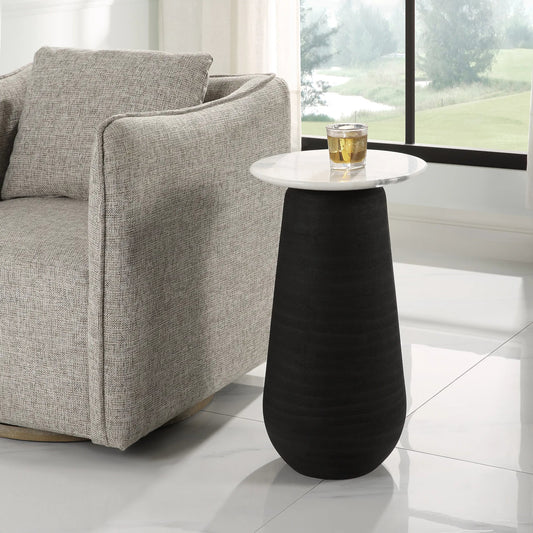 Total Eclipse Accent Table by Uttermost in black. Made from porcelain, marble in a unique style.