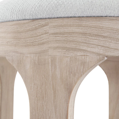 Dennen Ottoman by Uttermost in white. Made from foam, pine wood, fabric, mdf in a transitional style.