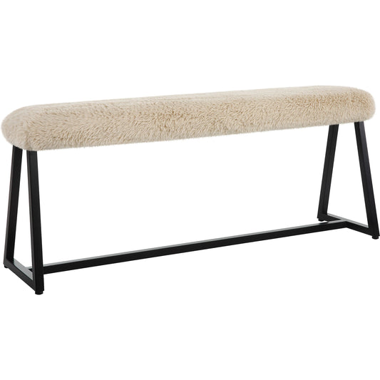 Taupo Sheepskin Bench by Uttermost in iron. Made from iron, mdf, polyester, foam in a unique style.