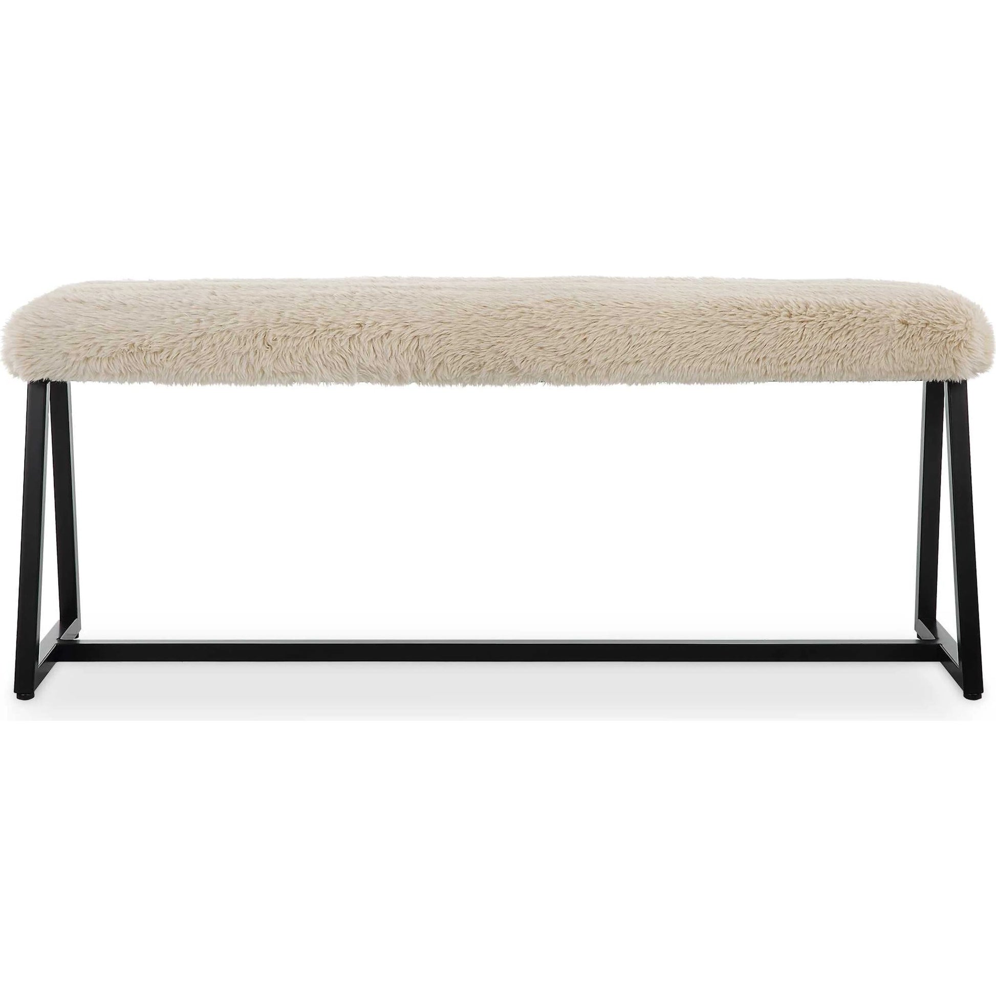 Taupo Sheepskin Bench by Uttermost in iron. Made from iron, mdf, polyester, foam in a transitional style.