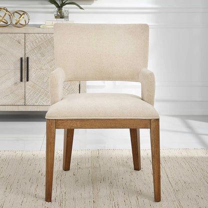 Aspect Mid-Century Dining Chair by Uttermost in wood. Made from rubber wood, plywood, fabric, foam in a transitional style.