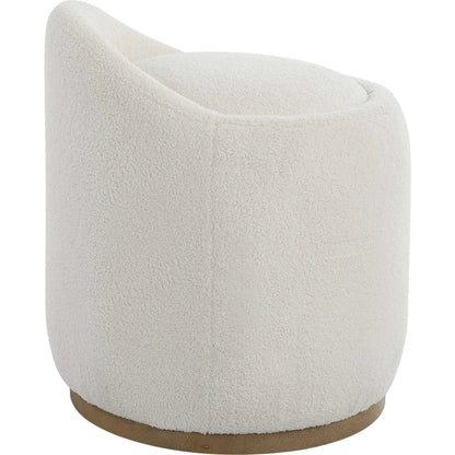 Swirl Swivel Sheepskin Ottoman by Uttermost in wood. Made from hardwood, plywood, fabric, foam in a transitional style.