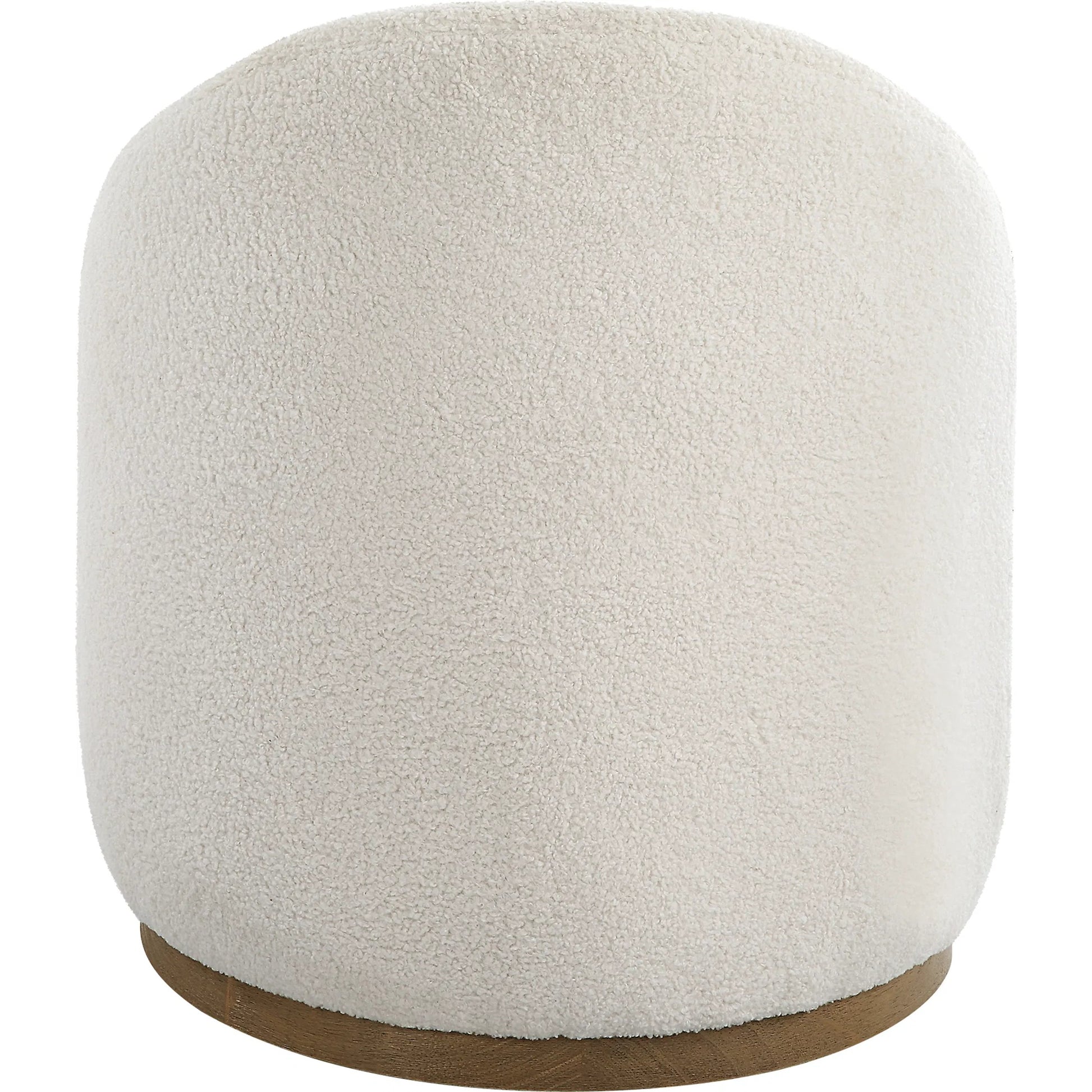 Swirl Swivel Sheepskin Ottoman by Uttermost in wood. Made from hardwood, plywood, fabric, foam in a transitional style.