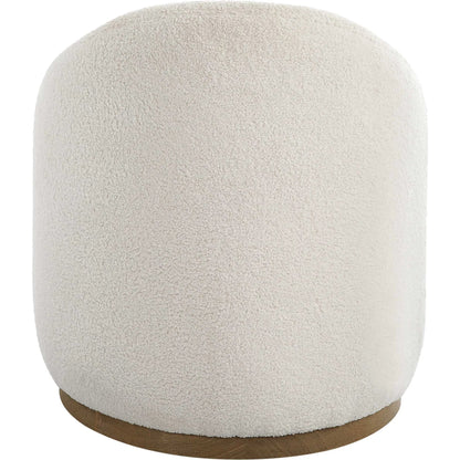 Swirl Swivel Sheepskin Ottoman by Uttermost in wood. Made from hardwood, plywood, fabric, foam in a transitional style.