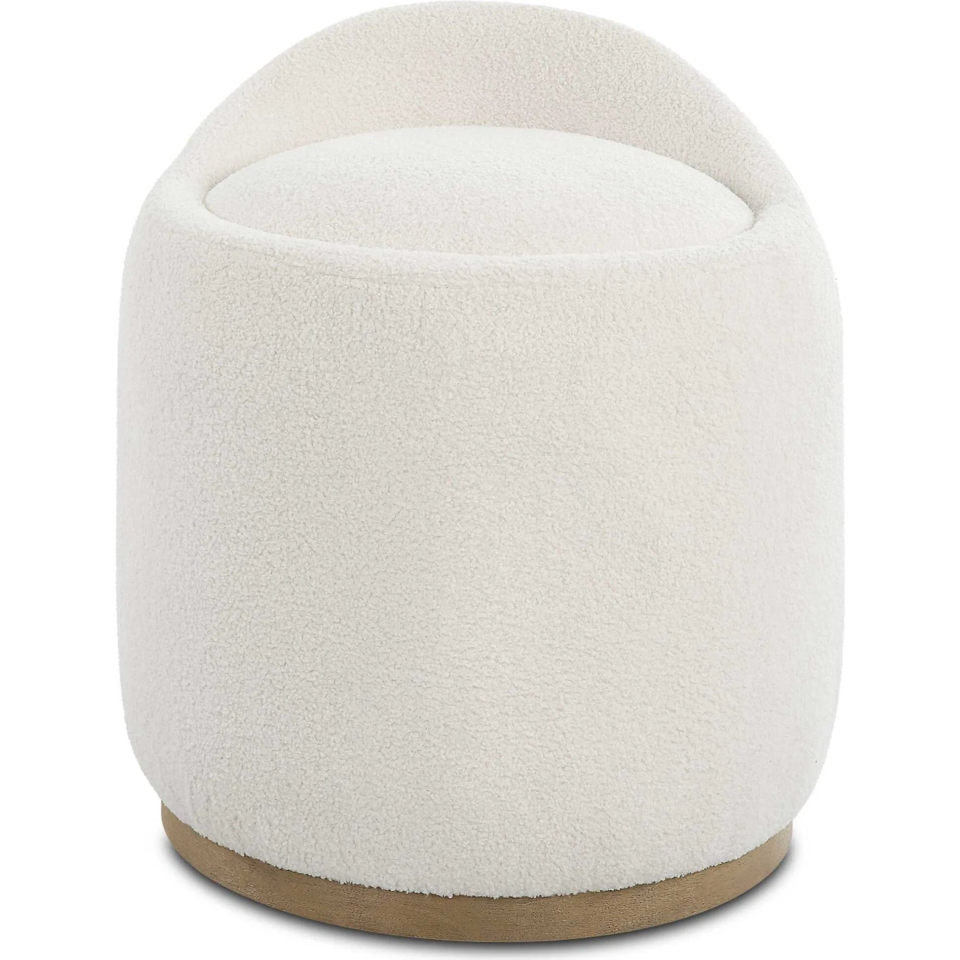Swirl Swivel Sheepskin Ottoman by Uttermost in wood. Made from hardwood, plywood, fabric, foam in a transitional style.
