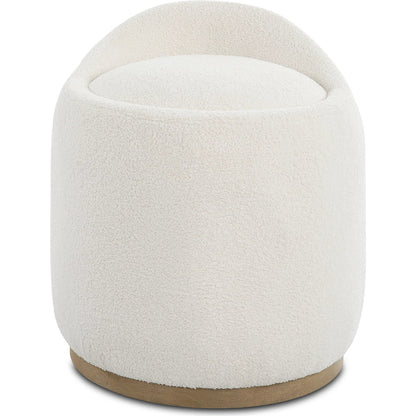 Swirl Swivel Sheepskin Ottoman by Uttermost in wood. Made from hardwood, plywood, fabric, foam in a transitional style.