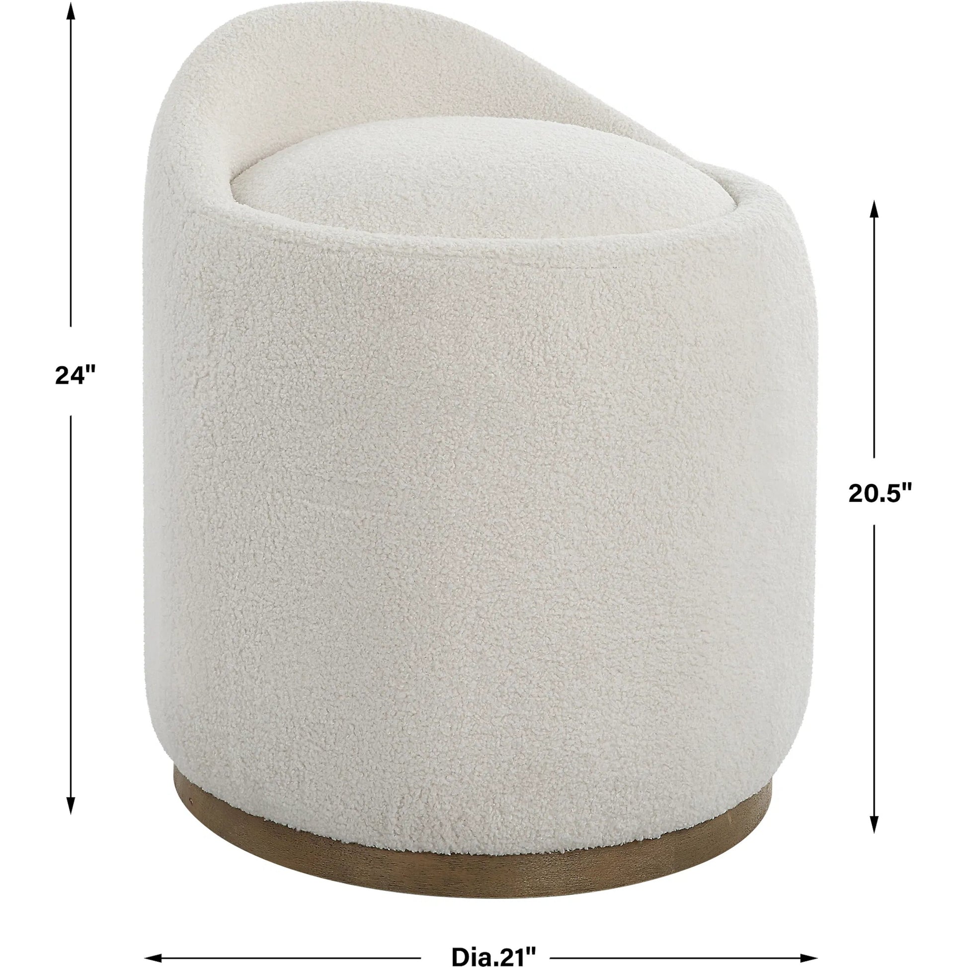 Swirl Swivel Sheepskin Ottoman by Uttermost in wood. Made from hardwood, plywood, fabric, foam in a transitional style.