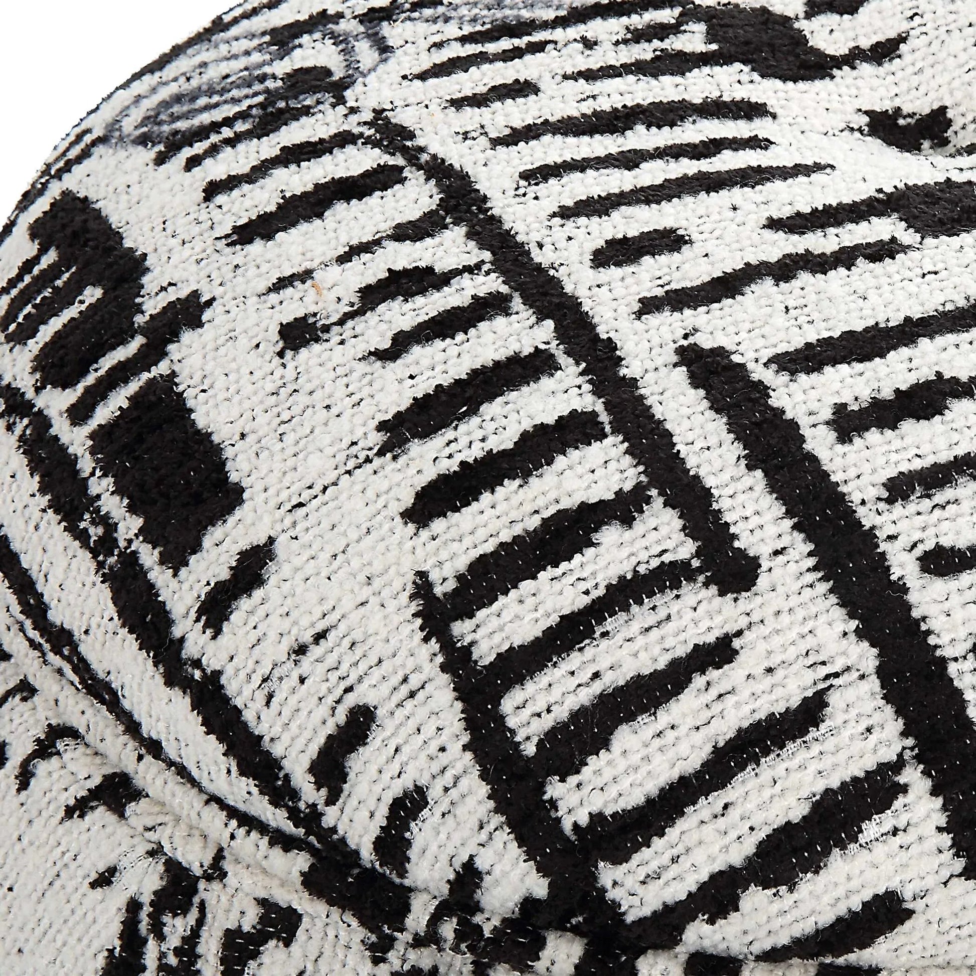 Dialogue Poof Ottoman by Uttermost in black. Made from hardwood, plywood, fabric, metal, foam in a eclectic & global style.