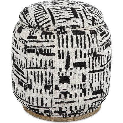 Dialogue Poof Ottoman by Uttermost in black. Made from hardwood, plywood, fabric, metal, foam in a eclectic & global style.