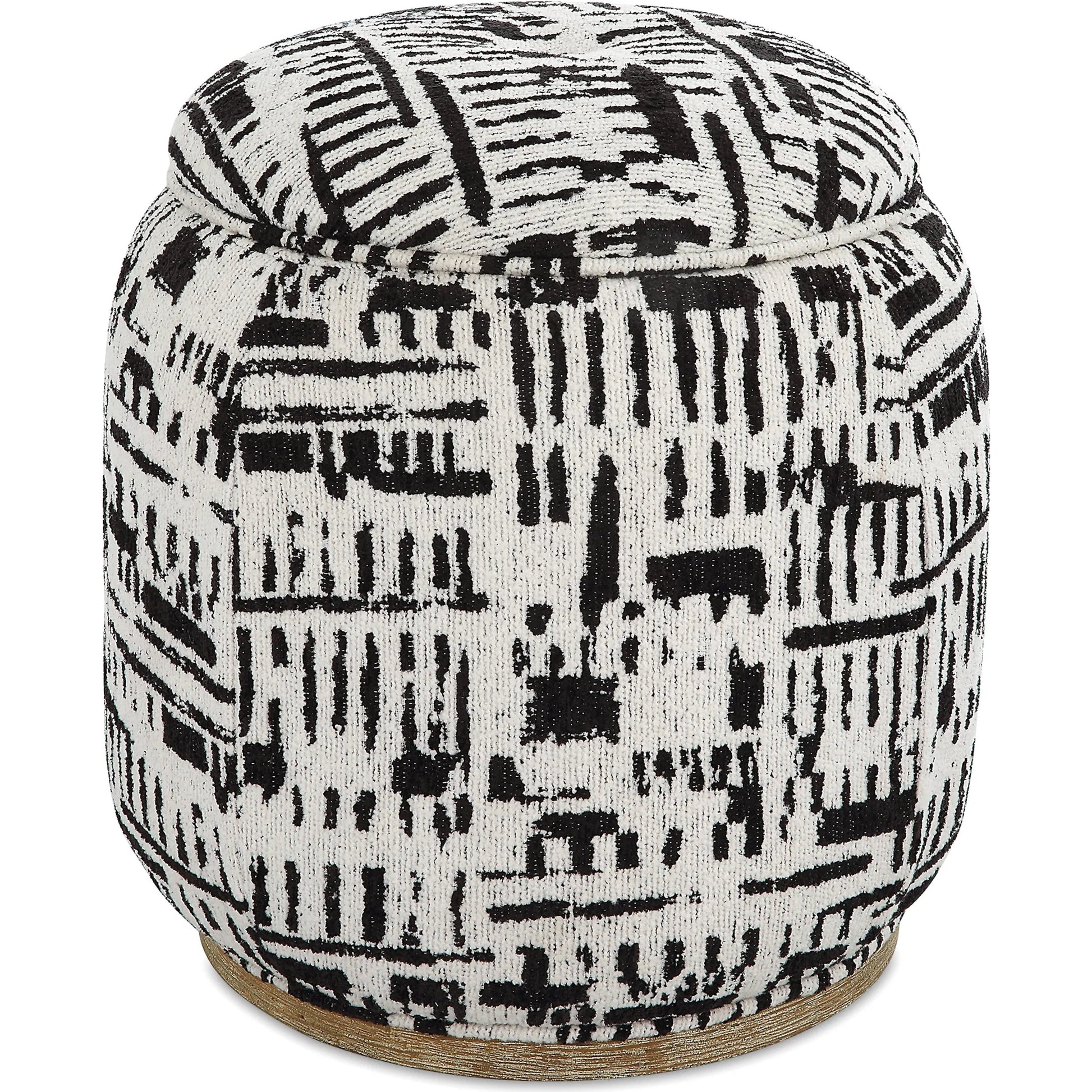 Dialogue Poof Ottoman by Uttermost in black. Made from hardwood, plywood, fabric, metal, foam in a eclectic & global style.