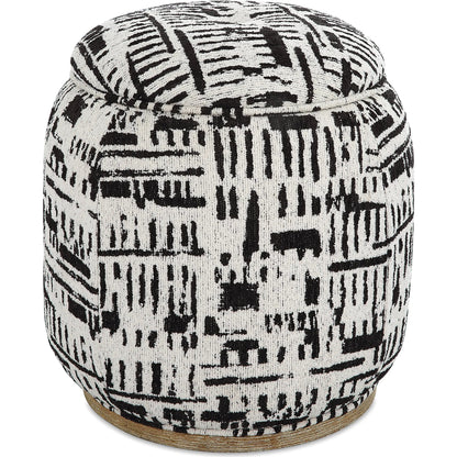 Dialogue Poof Ottoman by Uttermost in black. Made from hardwood, plywood, fabric, metal, foam in a eclectic & global style.