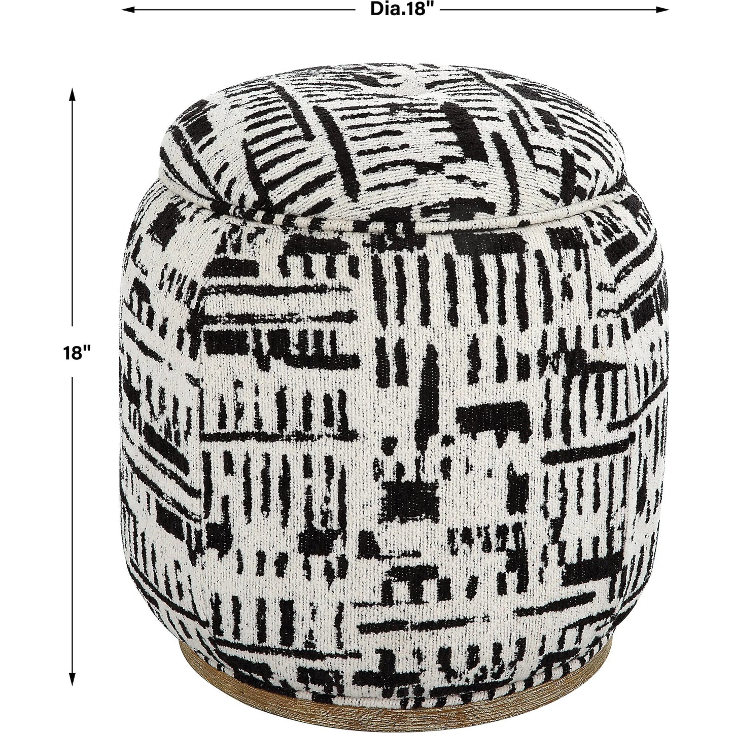 002 SI-2262241 | Additional Silo | Dialogue Poof Ottoman by Uttermost in black. Made from hardwood, plywood, fabric, metal, foam in a eclectic & global style.