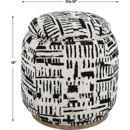 Dialogue Poof Ottoman by Uttermost in black. Made from hardwood, plywood, fabric, metal, foam in a eclectic & global style.