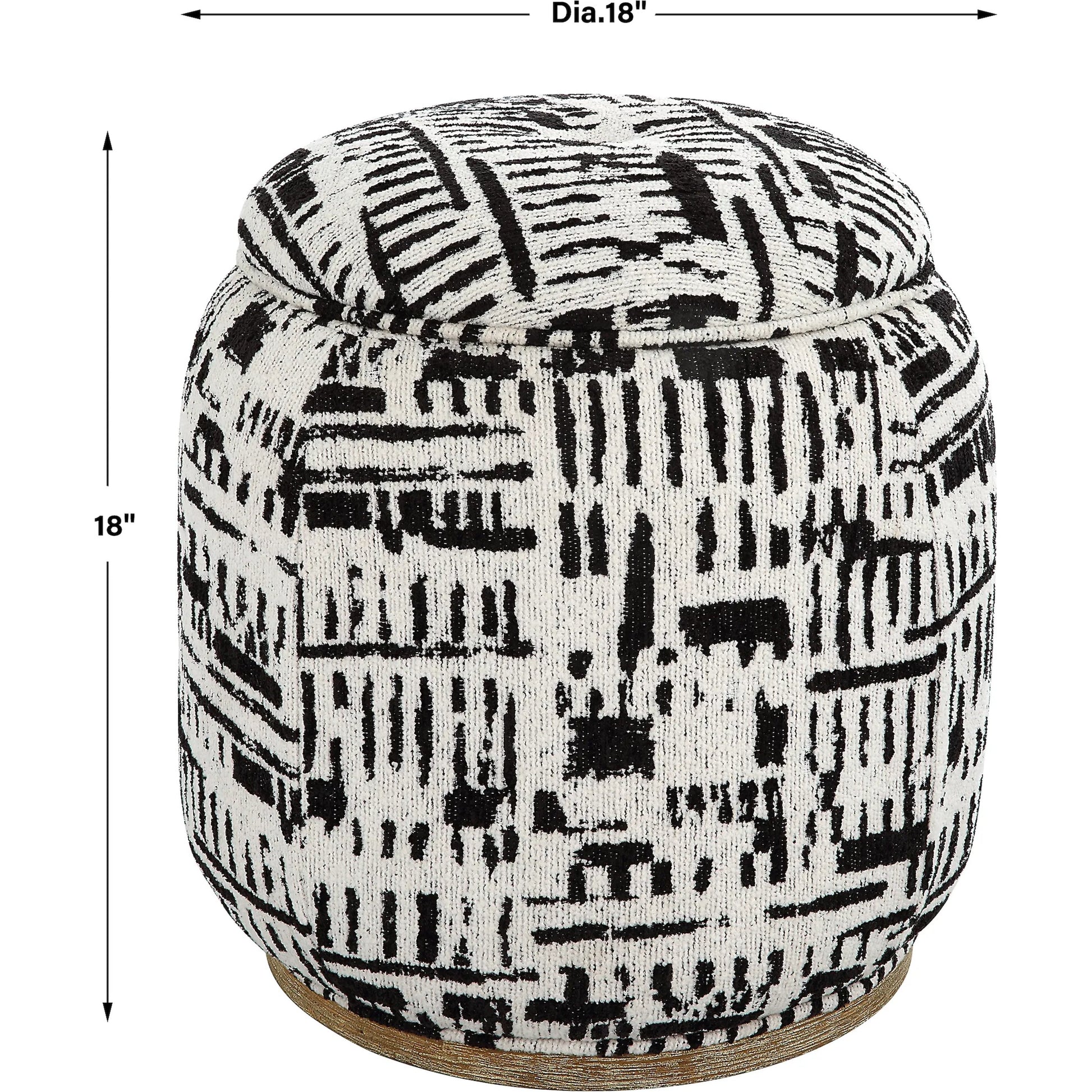 Dialogue Poof Ottoman by Uttermost in black. Made from hardwood, plywood, fabric, metal, foam in a eclectic & global style.